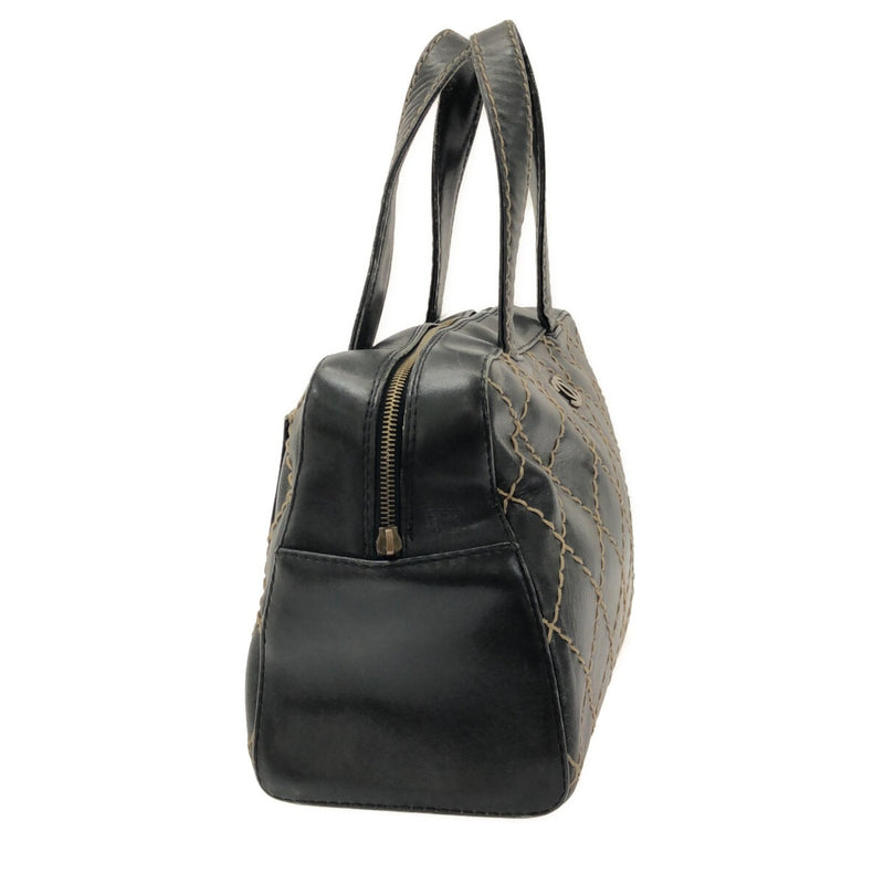 Chanel Wild Stitch Handbag Black Leather