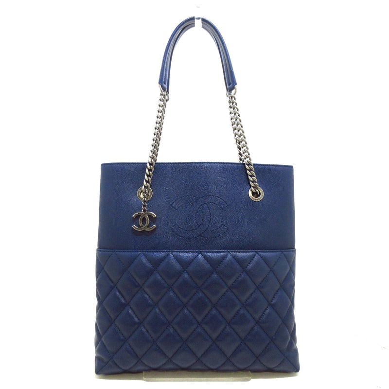 Chanel Matelasse Tote Bag Navy Caviar