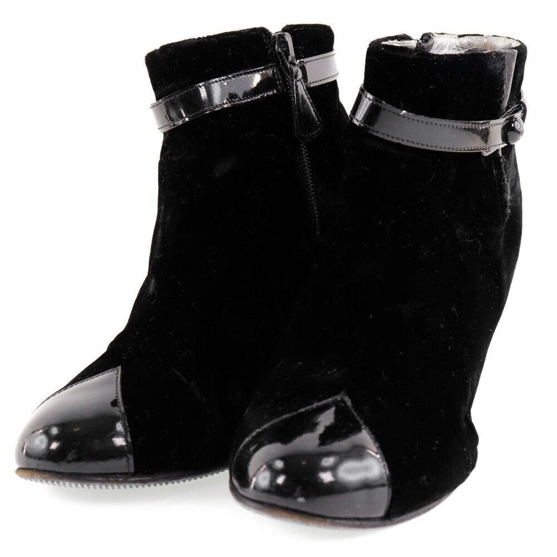 Chanel Boots Black Velvet Women