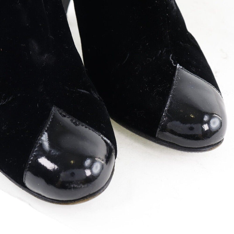 Chanel Boots Black Velvet Women