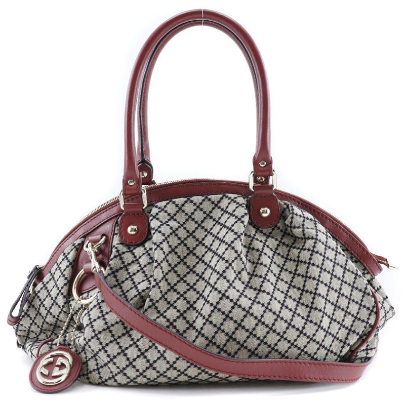 Gucci Diamante Handbag Sukey Gray / Red