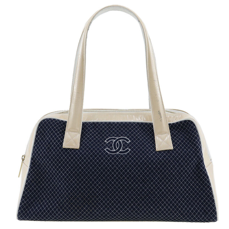 Chanel Mini Boston Bag Navy / Ivory