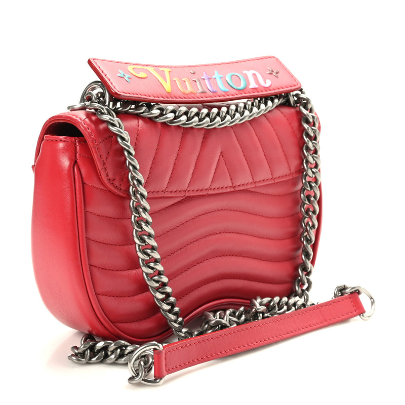 Louis Vuitton Calfskin Love Lock New Wave Chain PM Scarlet