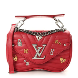 Louis Vuitton Calfskin Love Lock New Wave Chain PM Scarlet