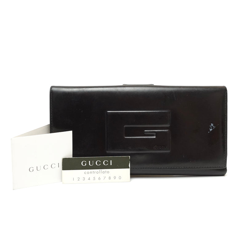 Pre-loved authentic Gucci Long Wallet Black Leather sale at jebwa.