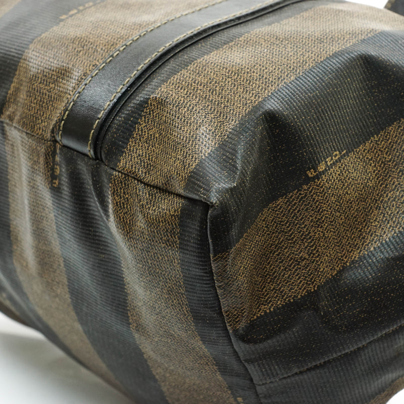 Fendi Pequin Hand Bag Vinyl Brown