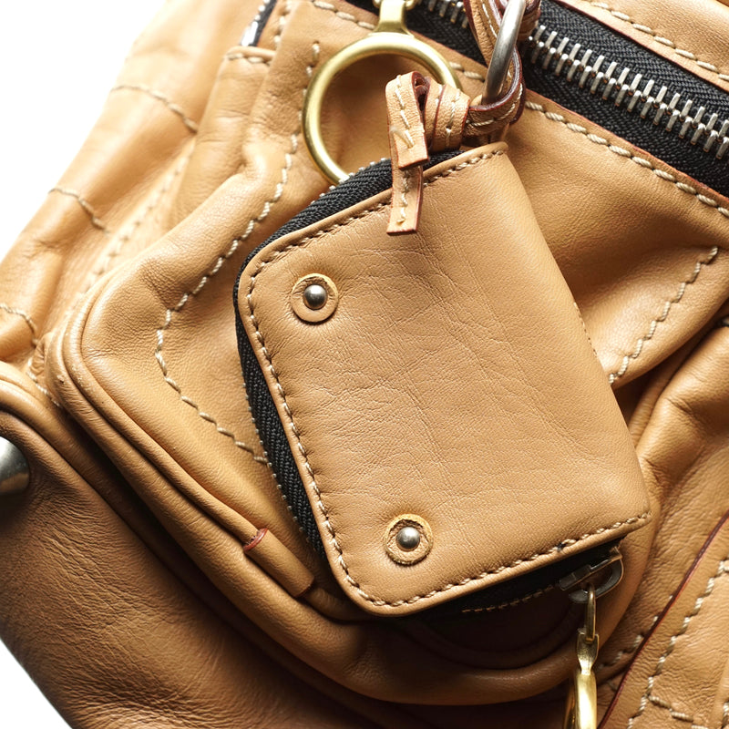 Chloe Shoulder Bag Beige Leather