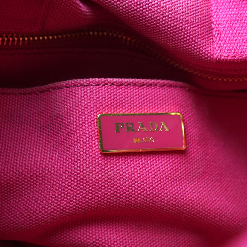 Authentic PRADA Canapa Passion Pink Canvas Hand Tote Bag Purse