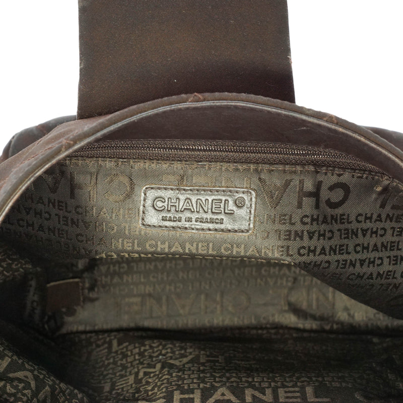 Chanel Hand Bag Brown Nylon