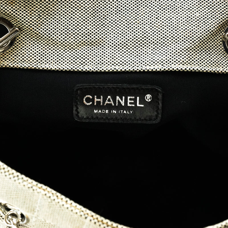 CHANEL No.5 CC Camellia Chain Shoulder Bag Leather/Canvas White x Black x  Yellow