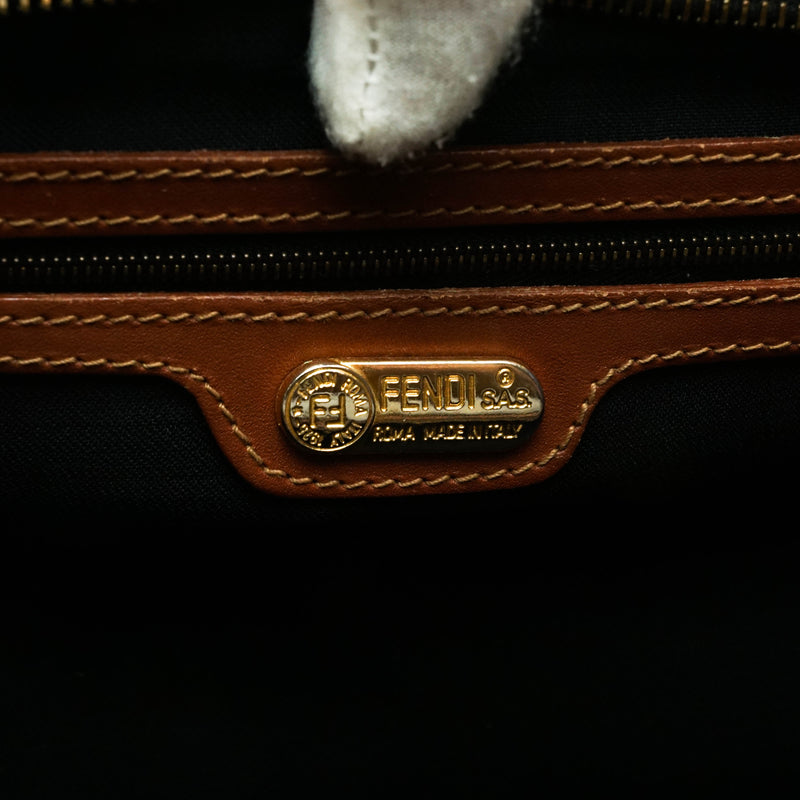 Fendi Hand Bag Brown Coated Canvas