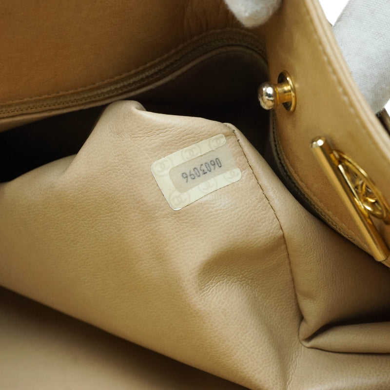 Chanel Shoulder Bag Leather Beige