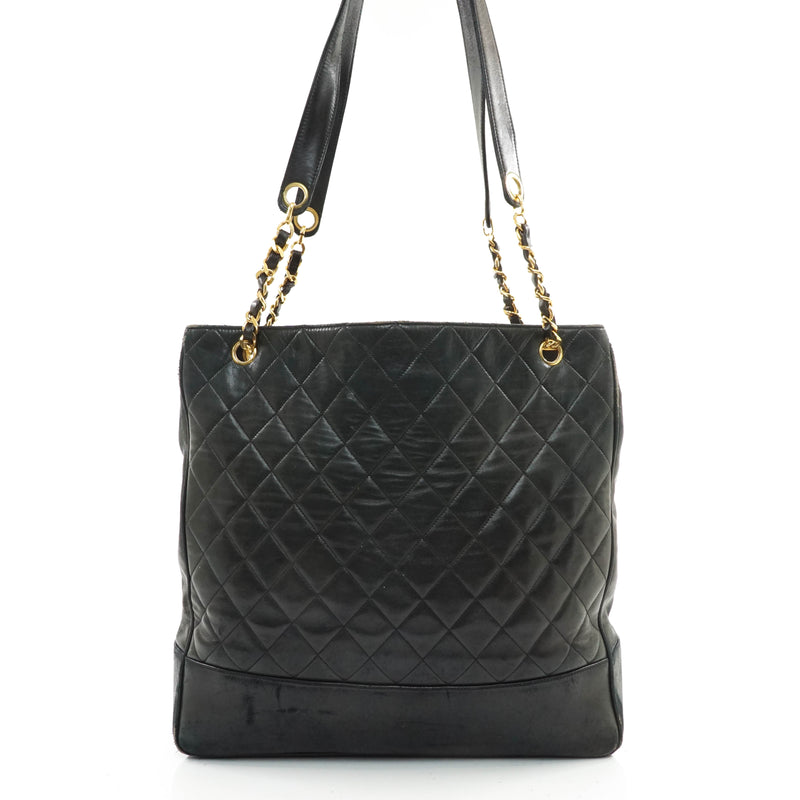 Chanel Tote Bag Black Lamb Skin