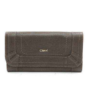 Chloe Long Wallet Brown Leather