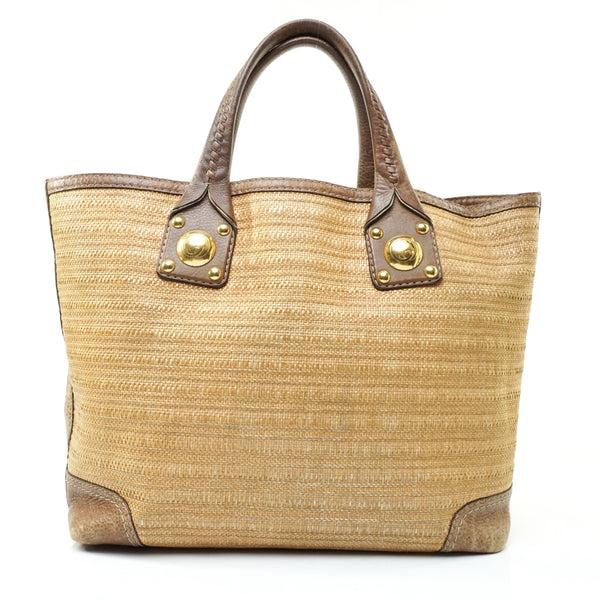 Gucci Tote Bag Straw Light Brown