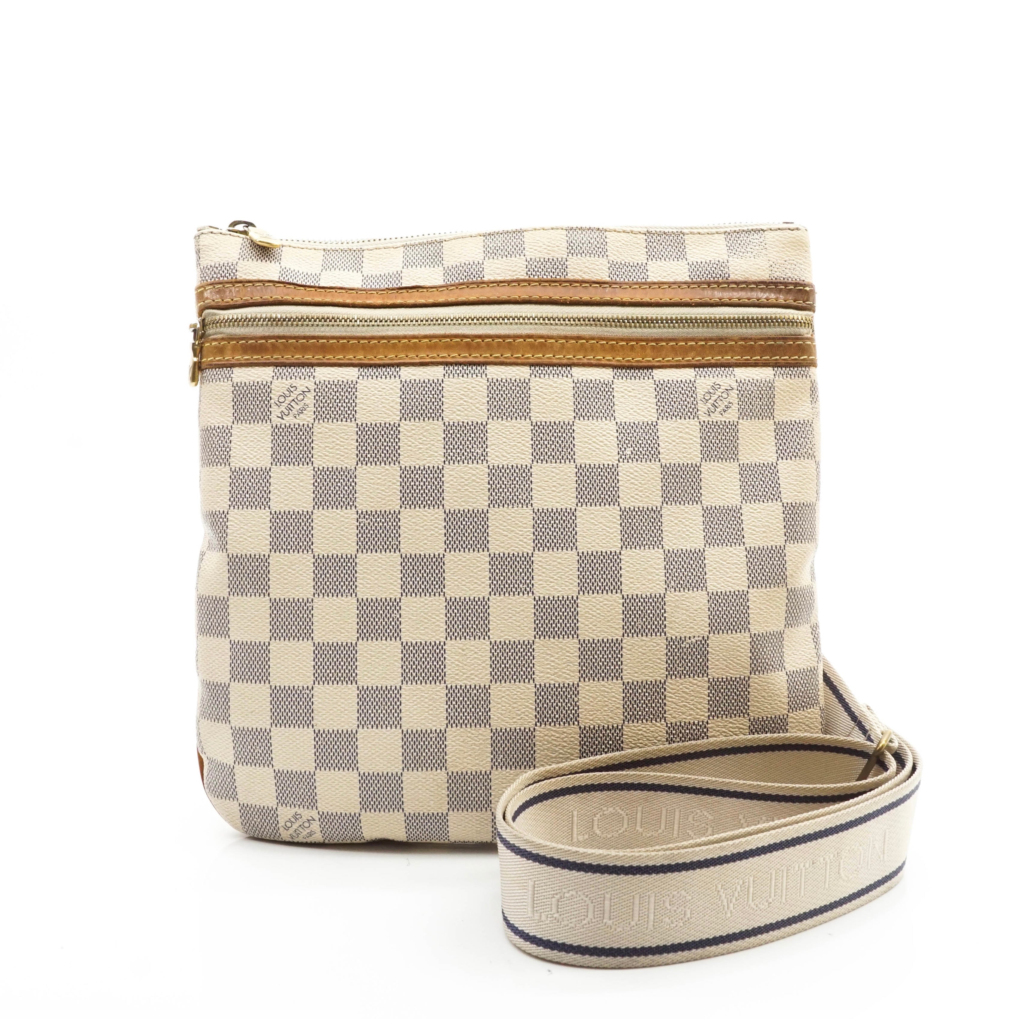 White Louis Vuitton Damier Azur Pochette Bosphore Crossbody Bag