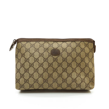 Gucci Gg Clutch Brown Coated Canvas