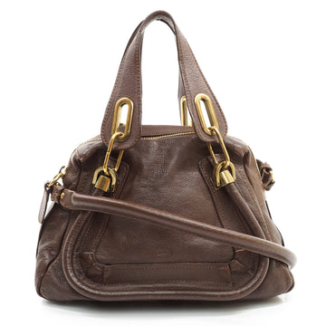 Chloe Paraty Hand Bag Leather Brown