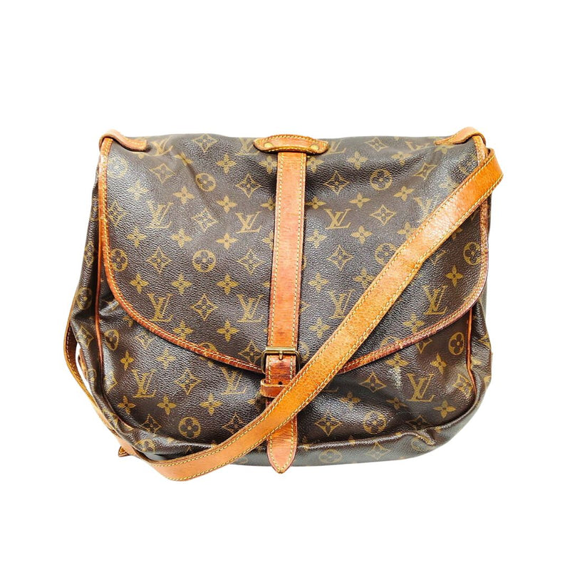 Louis Vuitton Saumur 35 Leather Messenger Bag In Classic Monogram Brown