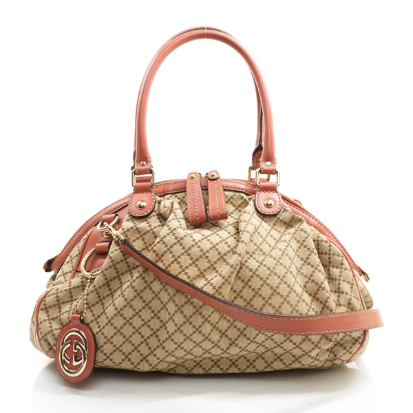 Gucci Hand Bag Canvas Light Brown