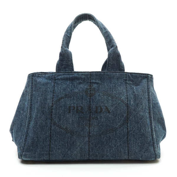 Prada Tote Bag Navy Blue Denim