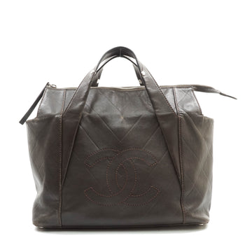 Chanel Hand Bag Calf Leather Brown