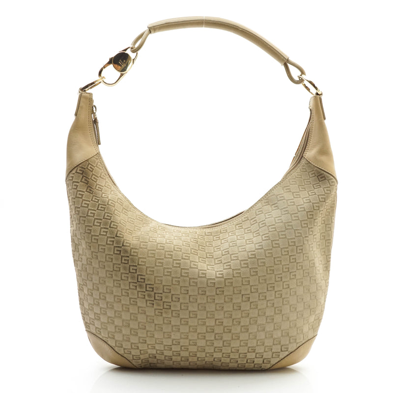 Gucci Gg Hobo Bag Beige Suede