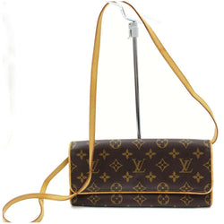 Louis+Vuitton+Pochette+Twin+Shoulder+Bag+GM+Brown+Leather for sale