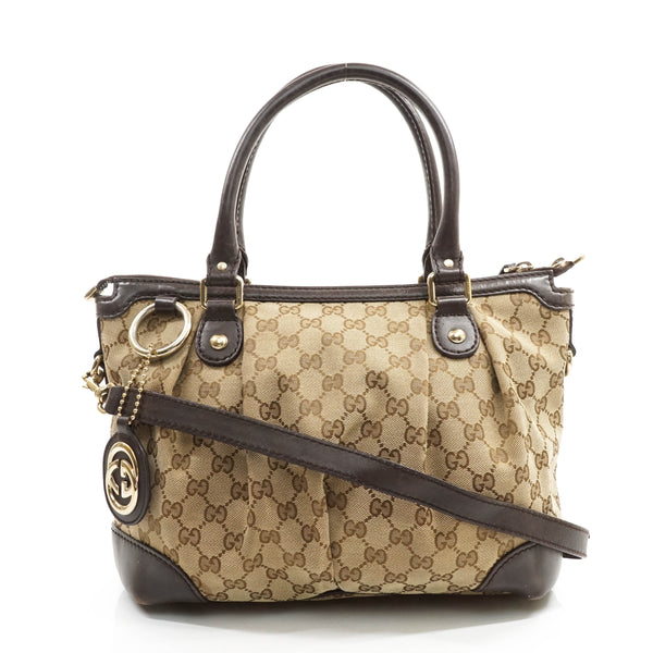 Gucci Hand Bag Canvas Brown