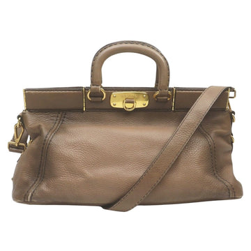 Prada Hand Bag Light Brown Leather