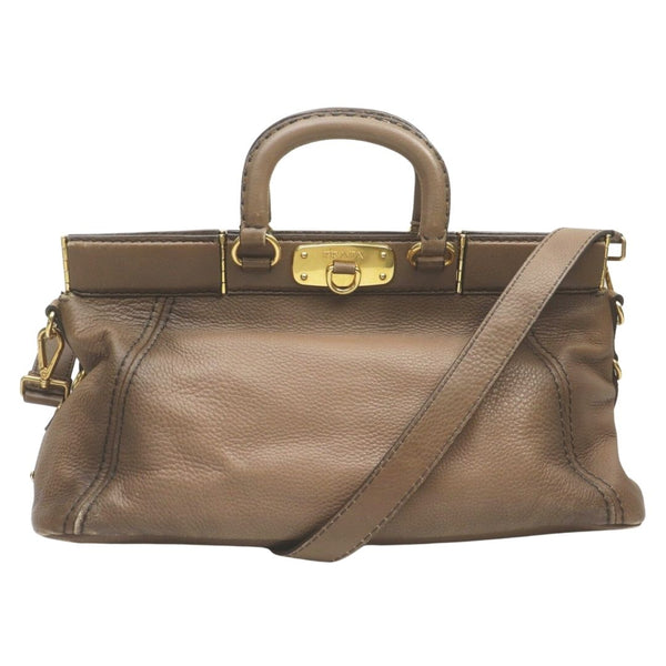 Prada Hand Bag Light Brown Leather