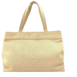Chanel Tote Bag Beige Leather