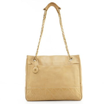 Chanel Shoulder Bag Leather Beige