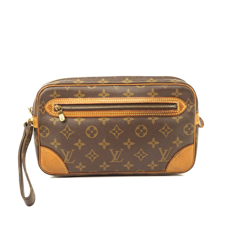 Louis+Vuitton+Marly+Dragonne+Clutch+Gm+Brown+Leather for sale