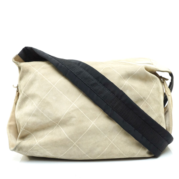 Chanel Crossbody Bag Beige Suede