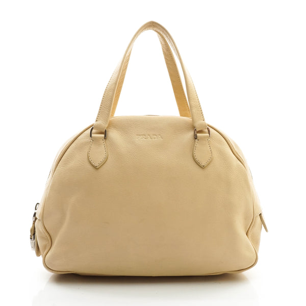 Prada Hand Bag Leather Beige