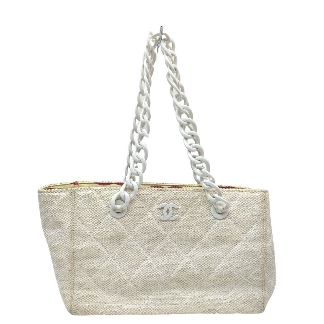 Chanel Vintage White CC Small Shopping Tote Bag ○ Labellov ○ Buy and Sell  Authentic Luxury