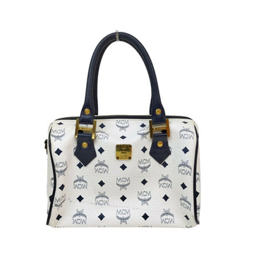 Mcm Hand Bag White Coated Canvas