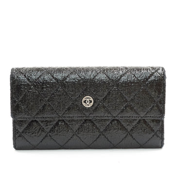 Chanel Long Wallet Black Leather