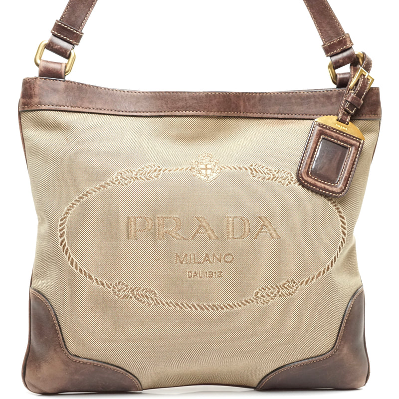 Prada Crossbody Bag Brown Canvas