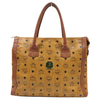 Mcm Hand Bag Brown Coated Canvas