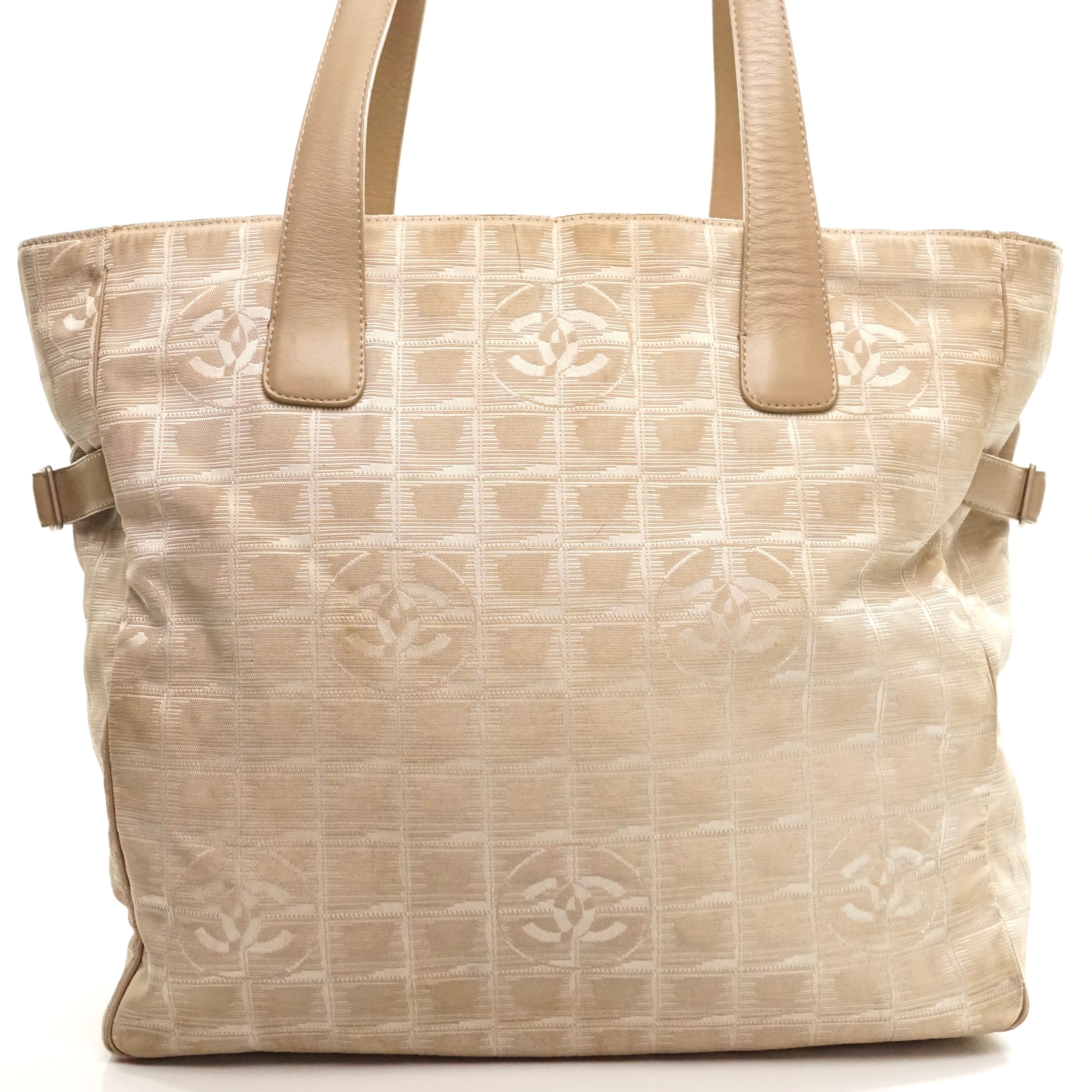 CHANEL Travel line Canvas Leather Beige Tote Bag CT14586L