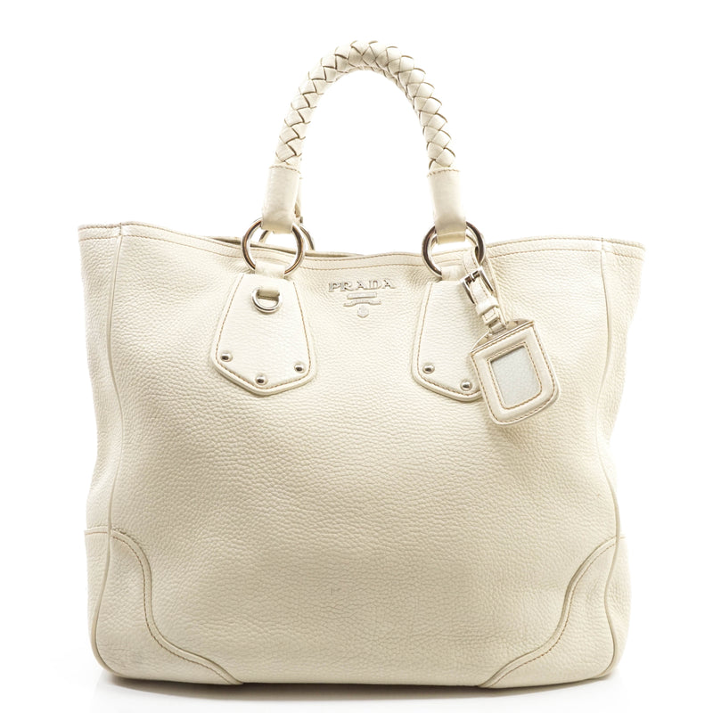 Prada Hand Bag White Leather