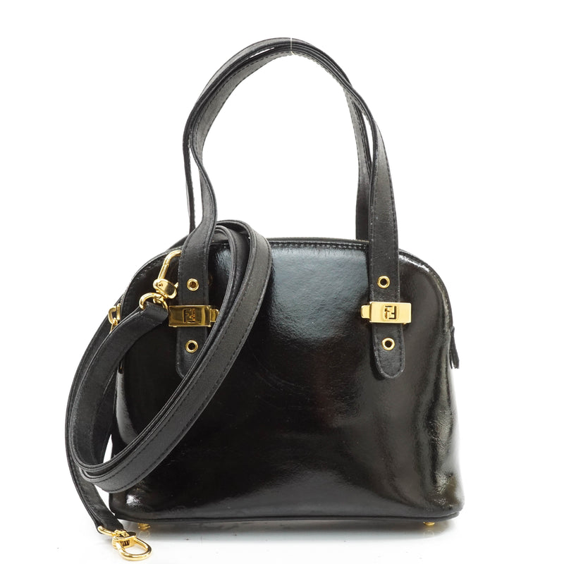 Fendi Shoulder Bag Black Enamel