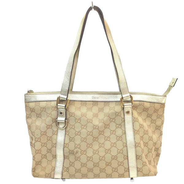 Gucci Gg Tote Bag Gold Canvas