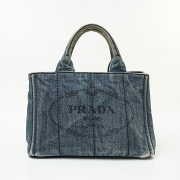 Pre-loved authentic Prada Denim Hand Bag Blue Canvas sale at jebwa.