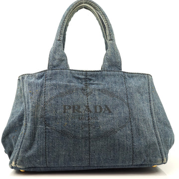 Pre-loved authentic Prada Hand Bag Blue Denim Satchel sale at jebwa