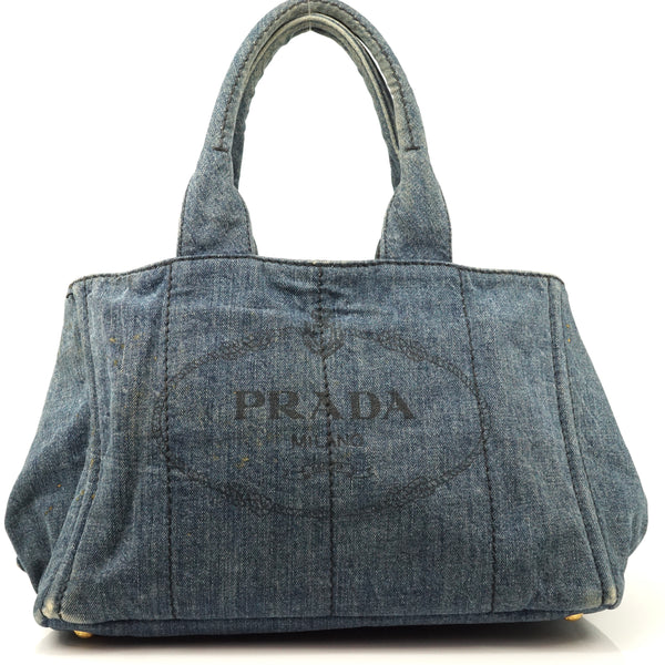 Pre-loved authentic Prada Hand Bag Blue Denim Satchel sale at jebwa