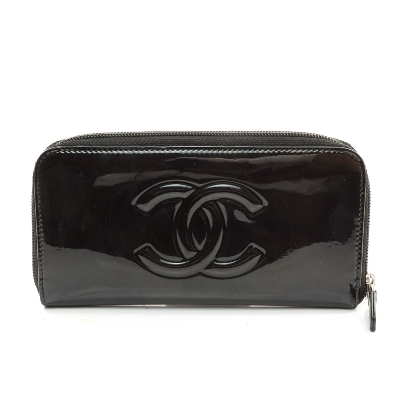 Chanel Zippy Wallet Enamel Black