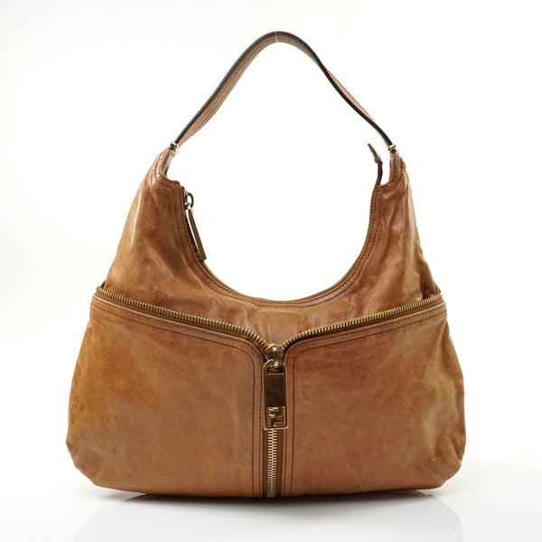 Pre-loved authentic Fendi Hobo Light Brown Leather sale at jebwa.